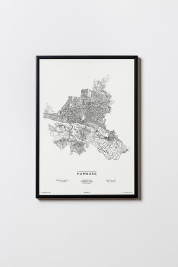 Hamburg | Deutschland | City Map Karte Plan Bild Print Poster Mit Rahmen Framed