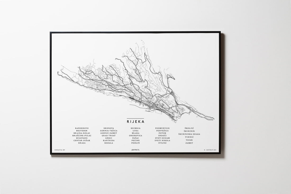Rijeka | Kroatien | Croatia | City Map Karte Plan Bild Print Poster Mit Rahmen Framed L & XL