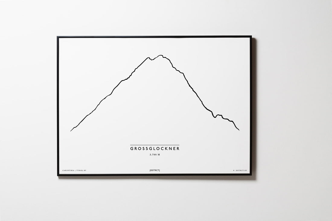 Großglockner | Kärnten | Tirol | Illustration | Zeichnung Bild Print Poster Mit Rahmen Framed L & XL