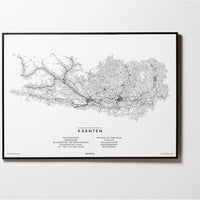 Kärnten | Österreich | City Map Karte Plan Bild Print Poster Illustration Framed mit Rahmen L & XL