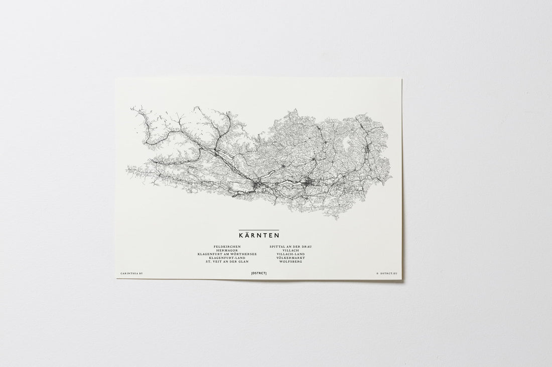 Kärnten | Österreich | City Map Karte Plan Bild Print Poster Illustration Unframed ohne Rahmen