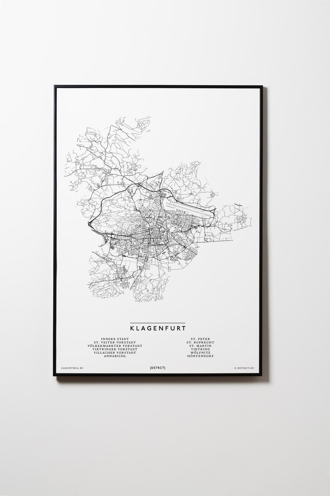 Klagenfurt | Kärnten | Österreich | City Map Karte Plan Bild Print Poster Mit Rahmen Framed L & XL