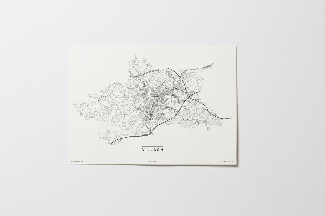 Villach | 9500 - 9587 | Kärnten | Österreich | City Map Karte Plan Bild Poster Ohne Rahmen Unframed