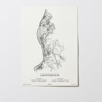 Liechtenstein | Fürstentum Liechtenstein | City Map Karte Plan Bild Print Poster Ohne Rahmen Unframed