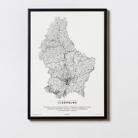 Luxemburg | Großherzogtum Luxemburg | City Map Karte Plan Bild Print Poster Mit Rahmen Framed