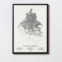 Mexiko-Stadt | Mexiko | City Map Karte Plan Bild Print Poster Mit Rahmen Framed