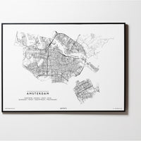 Amsterdam | Niederlande | City Map Karte Plan Bild Print Poster Mit Rahmen Framed L & XL