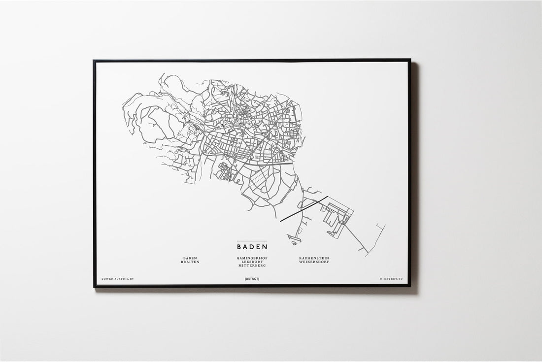Baden | 2500 | Niederösterreich City Map Karte Plan Bild Print Poster Mit Rahmen Framed L & XL