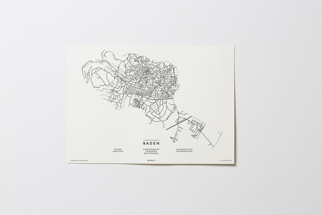 Baden | 2500 | Niederösterreich City Map Karte Plan Bild Print Poster Ohne Rahmen Unframed