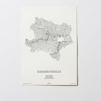 Niederösterreich | Österreich | City Map Karte Plan Bild Print Poster Illustration Unframed Ohne Rahmen