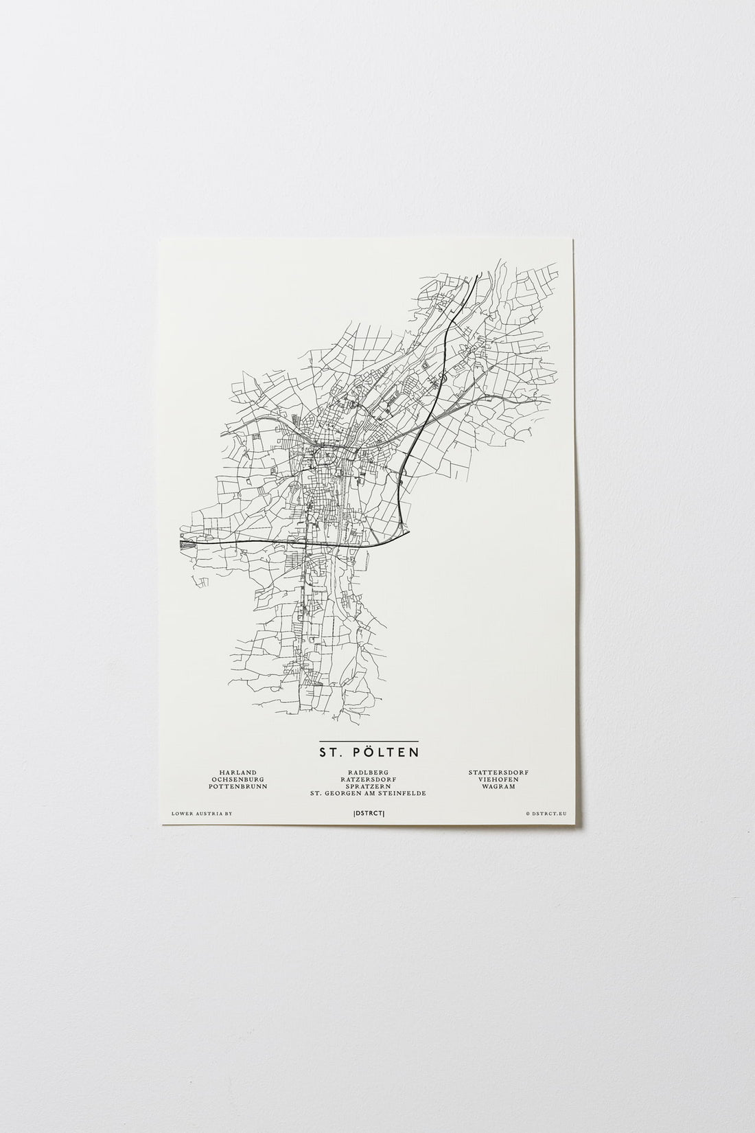 St. Pölten | Niederösterreich | City Map Karte Plan Bild Print Poster Ohne Rahmen Unframed