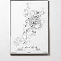 Wiener Neustadt | 2700 - 2752 | Niederösterreich | City Map Karte Plan Bild Poster Mit Rahmen Framed L & XL