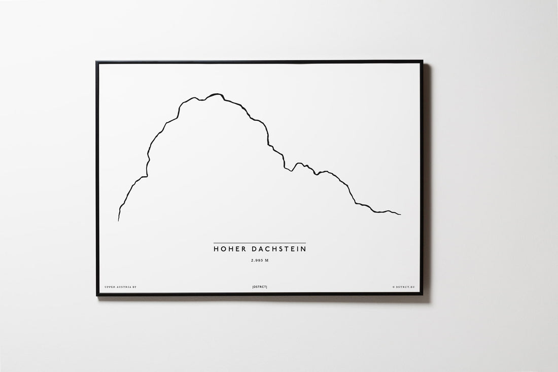Hoher Dachstein | Oberösterreich | Illustration | Zeichnung Bild Print Poster Mit Rahmen Framed L & XL