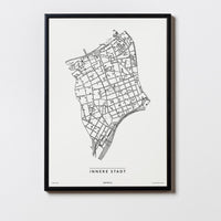 Innere Stadt | 4020 | Linz | City Map Karte Plan Bild Print Poster Mit Rahmen Framed