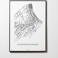 Kleinmünchen-Auwiesen | 4030 | Linz | City Map Karte Plan Bild Poster Print Mit Rahmen Framed L & XL