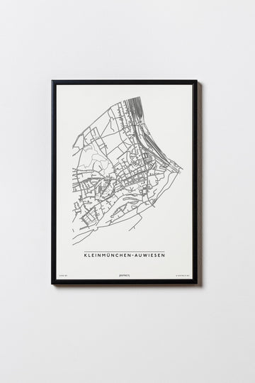 Kleinmünchen-Auwiesen | 4030 | Linz | City Map Karte Plan Bild Poster Print Mit Rahmen Framed