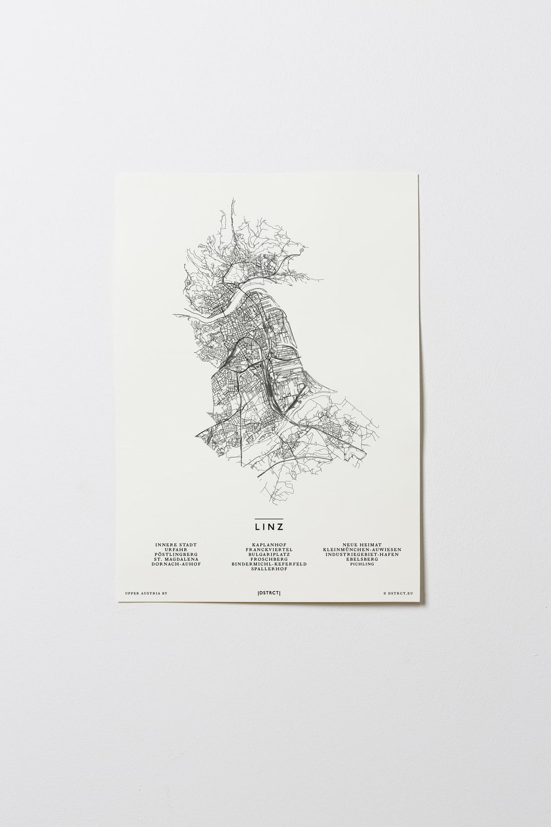 Linz | Oberösterreich | Österreich | City Map Karte Plan Bild Poster Ohne Rahmen Unframed