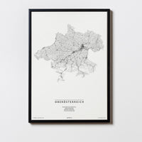 Oberösterreich | Österreich | City Map Karte Plan Bild Print Poster Illustration Framed mit Rahmen
