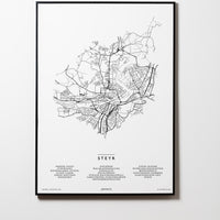 Steyr | Oberösterreich | City Map Karte Plan Bild Print Poster Mit Rahmen Framed L & XL