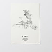 Salzburg | Österreich | City Map Karte Plan Bild Print Poster Illustration Unframed Ohne Rahmen