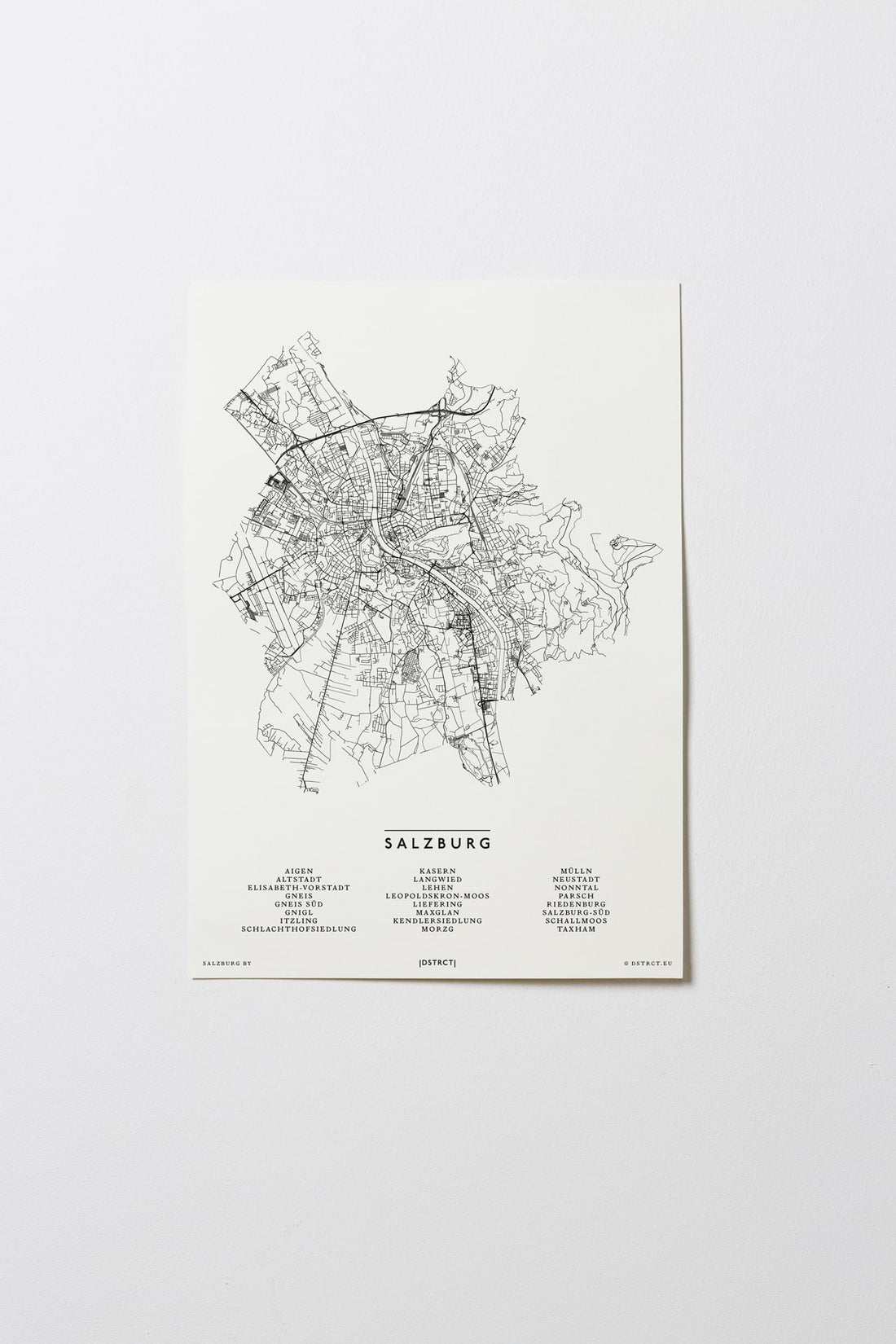 Salzburg | Österreich | City Map Karte Plan Bild Print Poster Ohne Rahmen Unframed