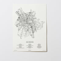 Salzburg | Österreich | City Map Karte Plan Bild Print Poster Ohne Rahmen Unframed