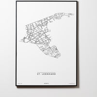 St. Leonhard | 8010 | Graz | City Map Karte Plan Bild Print Poster Mit Rahmen Framed L & XL