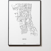 Gries | 8020 - 8055 | Graz | City Map Karte Plan Bild Print Poster Mit Rahmen Framed L & XL
