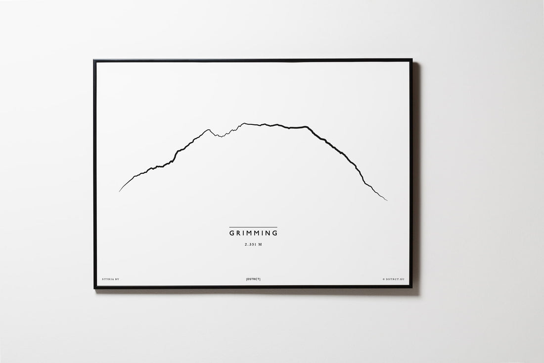 Grimming | Steiermark| Illustration | Zeichnung Bild Print Poster Mit Rahmen Framed L & XL