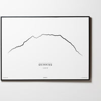 Grimming | Steiermark| Illustration | Zeichnung Bild Print Poster Mit Rahmen Framed L & XL