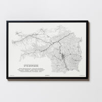 Steiermark | Österreich | City Map Karte Plan Bild Print Poster Illustration Framed mit Rahmen