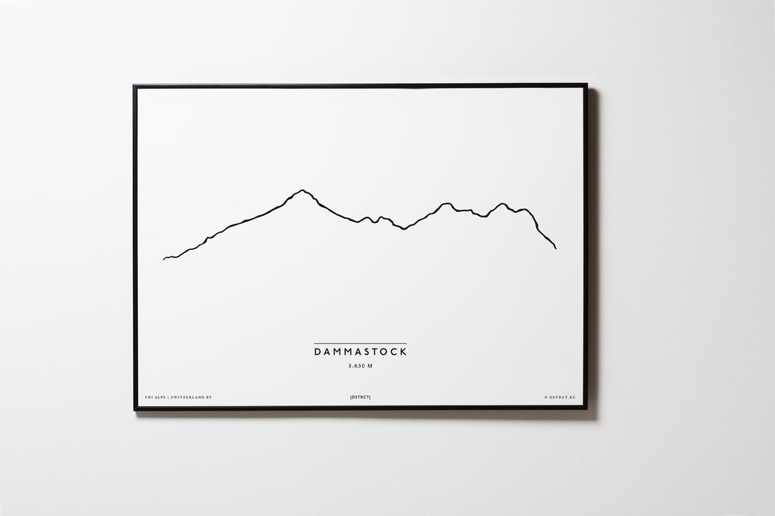 Dammastock | Schweiz | Illustration | Zeichnung Bild Print Poster Mit Rahmen Framed L & XL