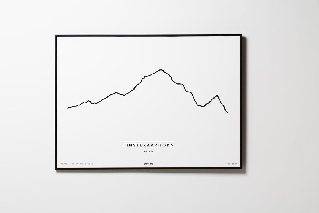 Finsteraarhorn | Schweiz | Illustration | Zeichnung Bild Print Poster Mit Rahmen Framed L & XL