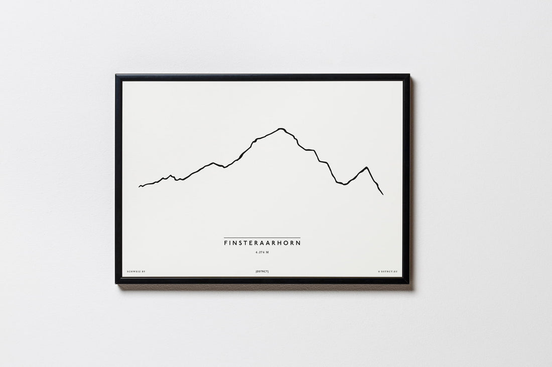 Finsteraarhorn | Schweiz | Illustration | Zeichnung Bild Print Poster Mit Rahmen Framed