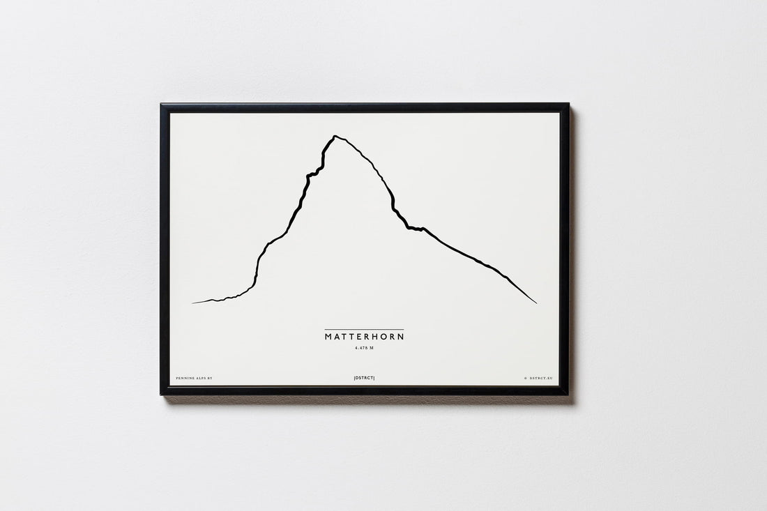 Matterhorn | Schweiz | Italien | Illustration | Zeichnung Bild Print Poster Mit Rahmen Framed