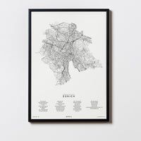 Zürich | Schweiz | City Map | Karte | Plan | Print | Map | Rahmen | Framed