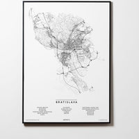 Bratislava | Slowakei | City Map Karte Plan Bild Print Poster Mit Rahmen Framed L & XL