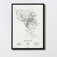 Bratislava | Slowakei | City Map Karte Plan Bild Print Poster Mit Rahmen Framed