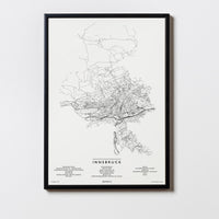 Innsbruck | Tirol | Österreich | City Map Karte Plan Bild Print Poster Mit Rahmen Framed