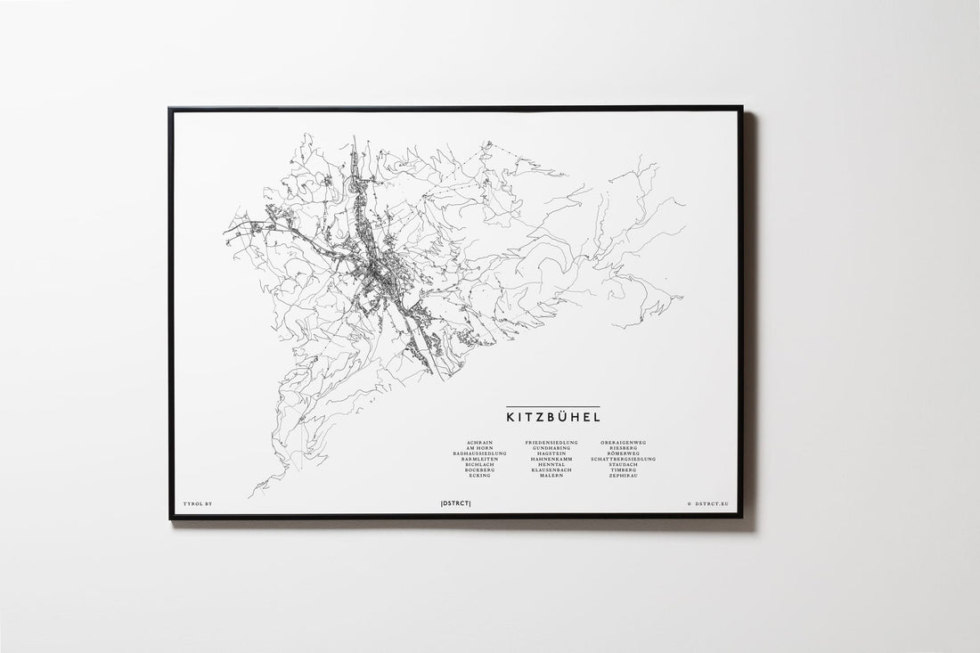 Kitzbühel | Tirol | Österreich | City Map Karte Plan Bild Print Poster Mit Rahmen Framed L & XL