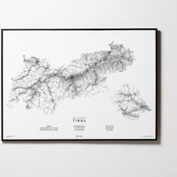 Tirol | Österreich | City Map Karte Plan Bild Print Poster Illustration Framed mit Rahmen L & XL