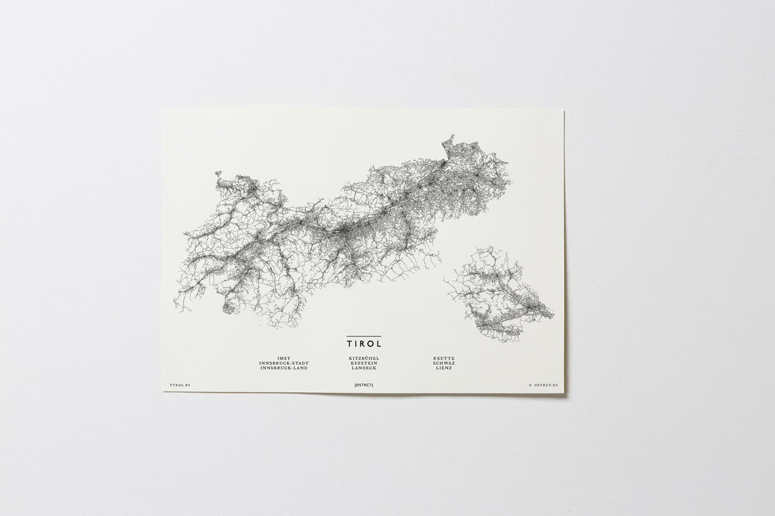 Tirol | Österreich | City Map Karte Plan Bild Print Poster Illustration Unframed Ohne Rahmen