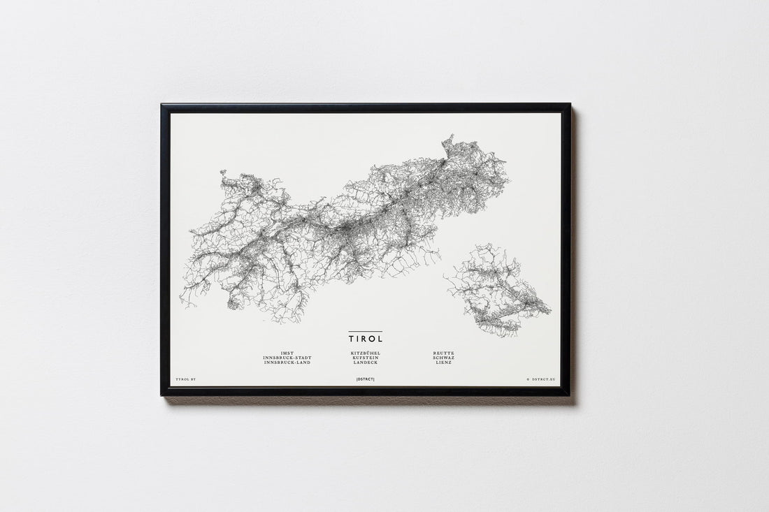 Tirol | Österreich | City Map Karte Plan Bild Print Poster Illustration Framed mit Rahmen