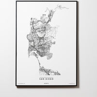 San Diego | California | USA | City Map Karte Plan Bild Print Poster Mit Rahmen Framed L & XL