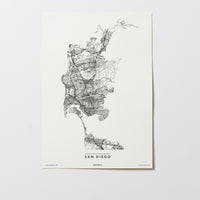 San Diego | California | USA | City Map Karte Plan Bild Print Poster Ohne Rahmen Unframed