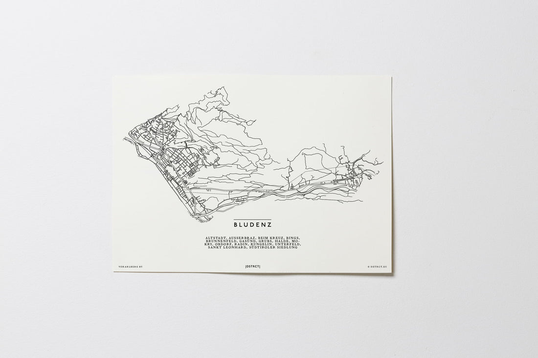 Bludenz | 6700 | Vorarlberg | City Map Karte Plan Bild Print Poster Ohne Rahmen Unframed