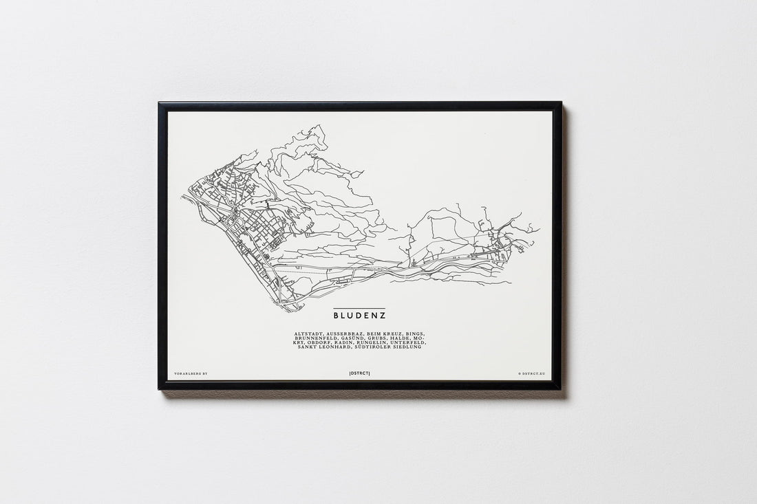 Bludenz | 6700 | Vorarlberg | City Map Karte Plan Bild Print Poster Mit Rahmen Framed