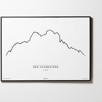 Drei Schwestern | Vorarlberg | Illustration | Zeichnung Bild Print Poster Mit Rahmen Framed L & XL