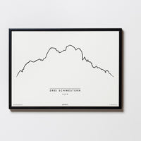 Drei Schwestern | Vorarlberg | Illustration | Zeichnung Bild Print Poster Mit Rahmen Framed