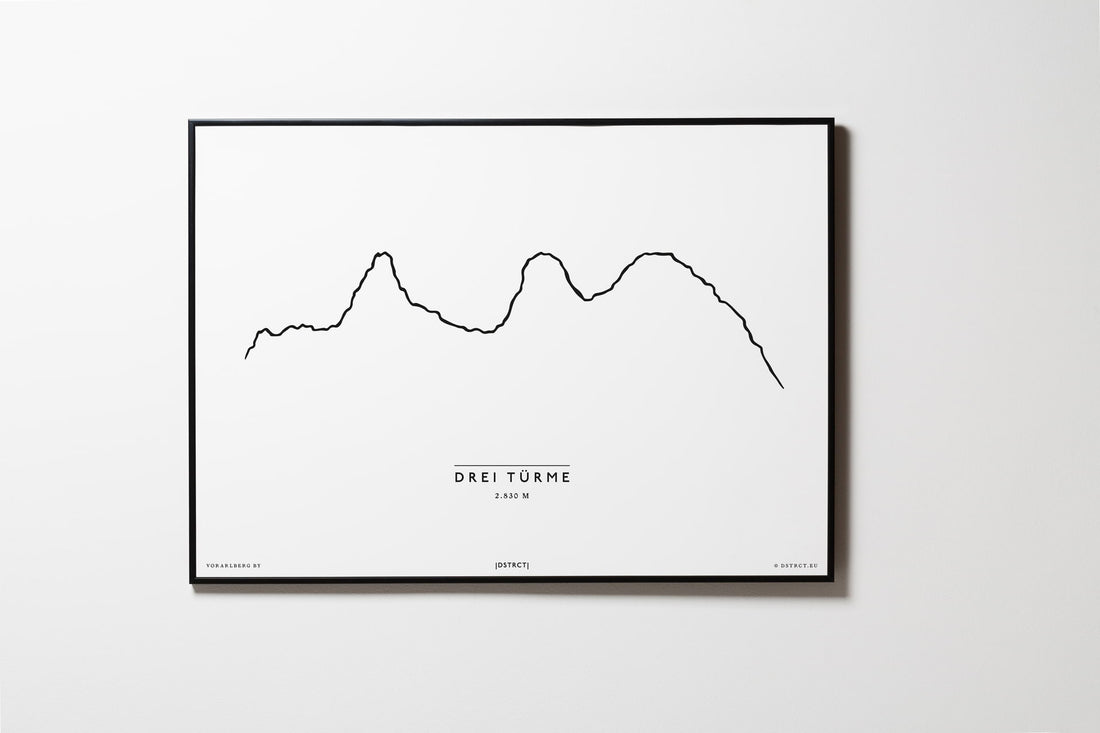 Drei Türme | Vorarlberg | Illustration | Zeichnung Bild Print Poster 2830m Mit Rahmen Framed L & XL